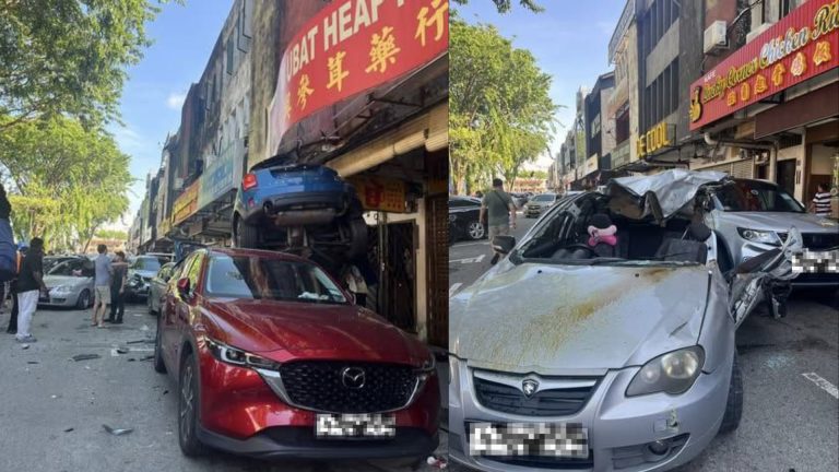 Mini Cooper rempuh 5 kereta gara-gara tersilap tekan pedal minyak
