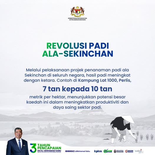 Revolusi padi ala Sekinchan tingkatkan produktiviti – Mohamad