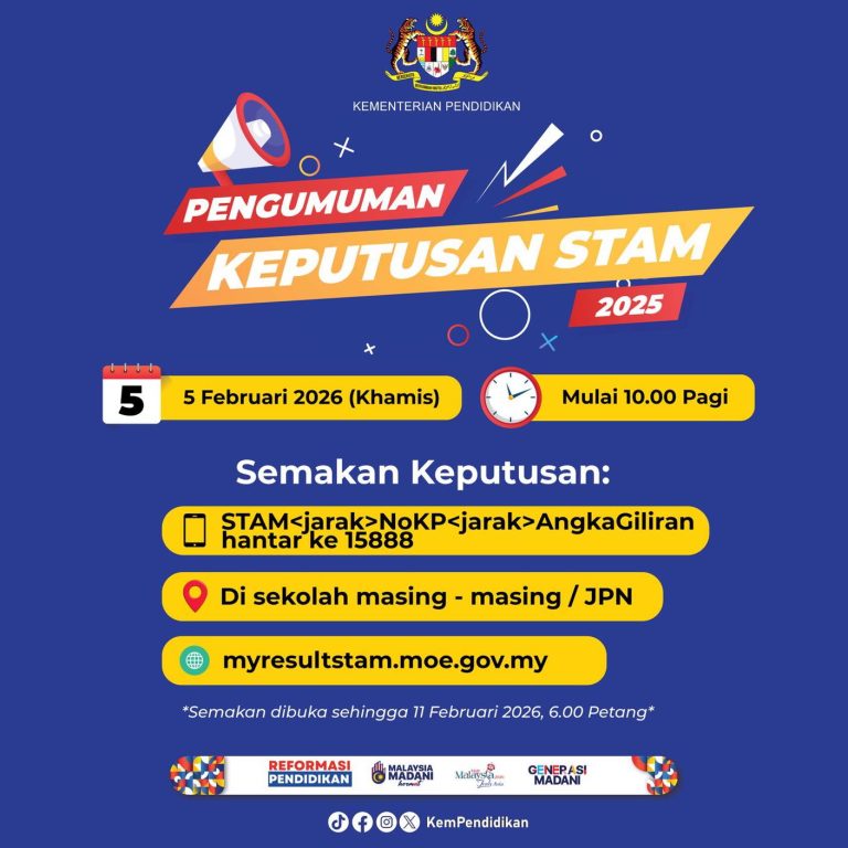 Keputusan STAM Tahun 2025 diumum Khamis depan