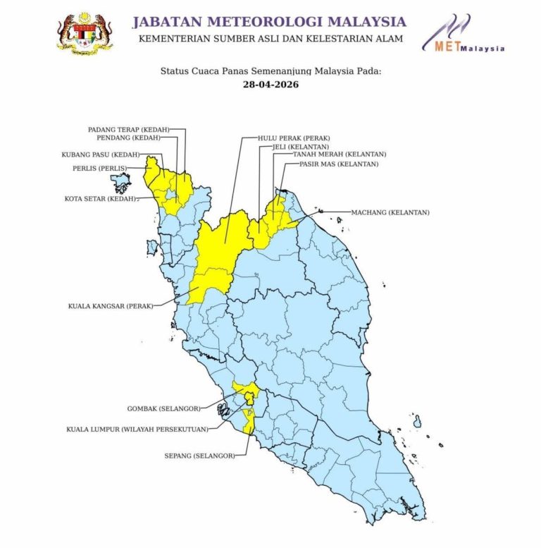 14 kawasan panas Tahap 1 dikesan termasuk Kuala Lumpur – METMalaysia