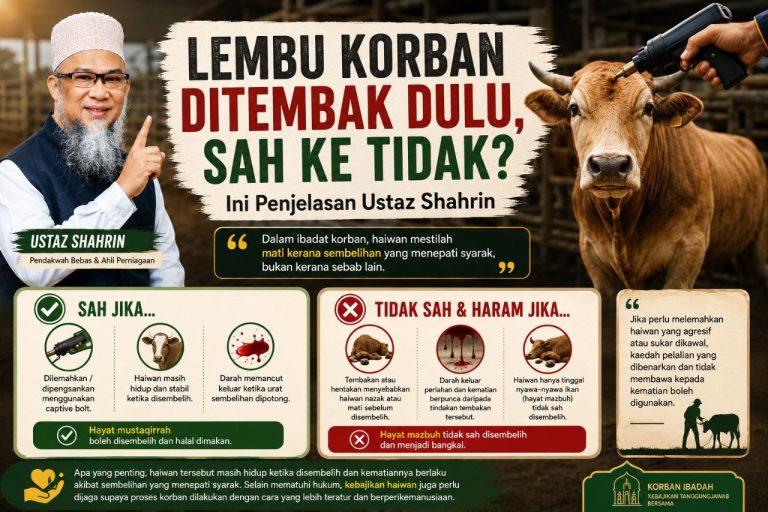 Lembu Korban ditembak sebelum disembelih… Sah atau jadi bangkai? Ini penjelasan Ustaz Shahrin