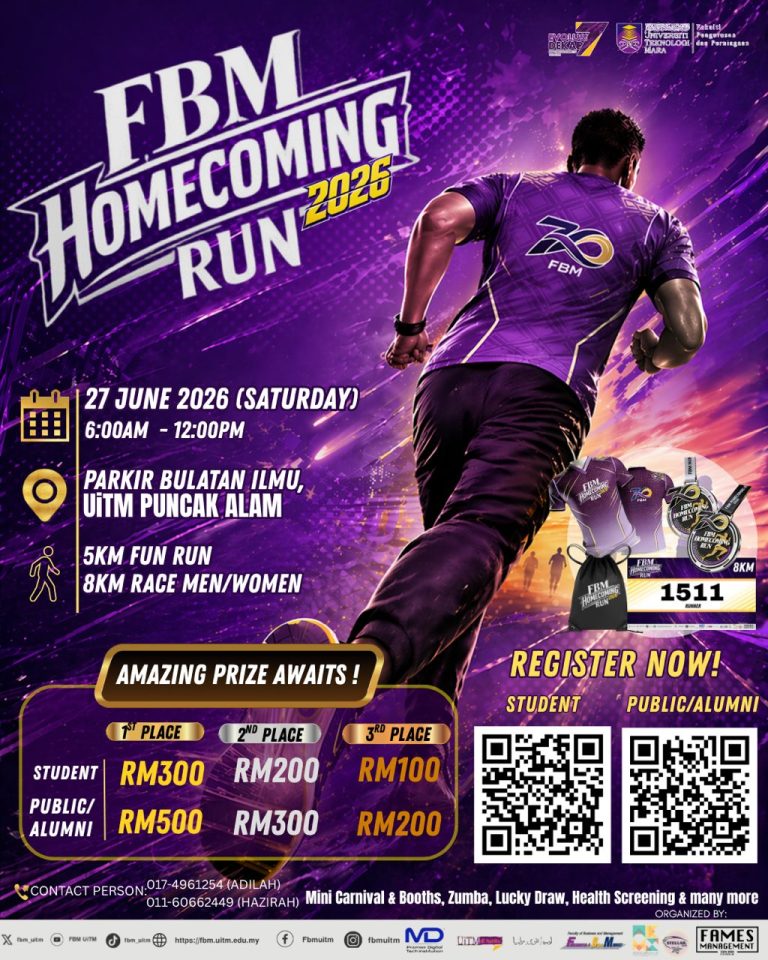 Jubli Platinum FBM UiTM: FBM Homecoming Run 2026 Sasar Himpun 1,000 Peserta, Pererat Hubungan Alumni